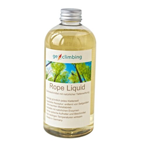 Das geoclimbing Rope Liquid ist ein Seilwaschmittel speziell für häufiges Seilklettern. Mitnatürlichen Enzymen, made in Germany.