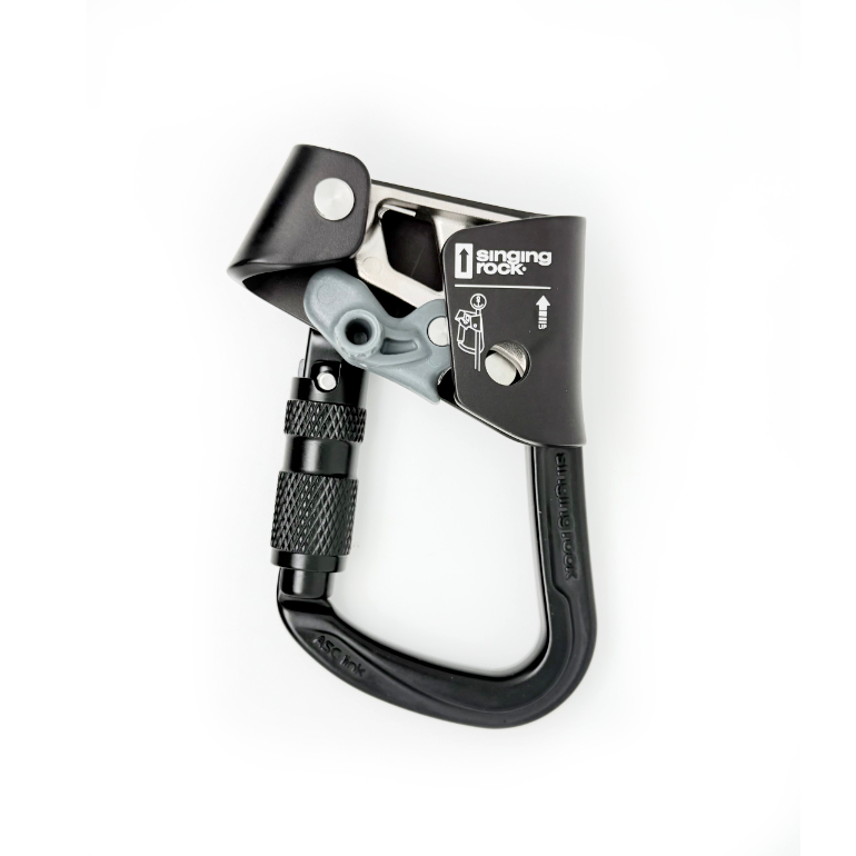 ASC Link montiert: Steigklemme mit Karabiner